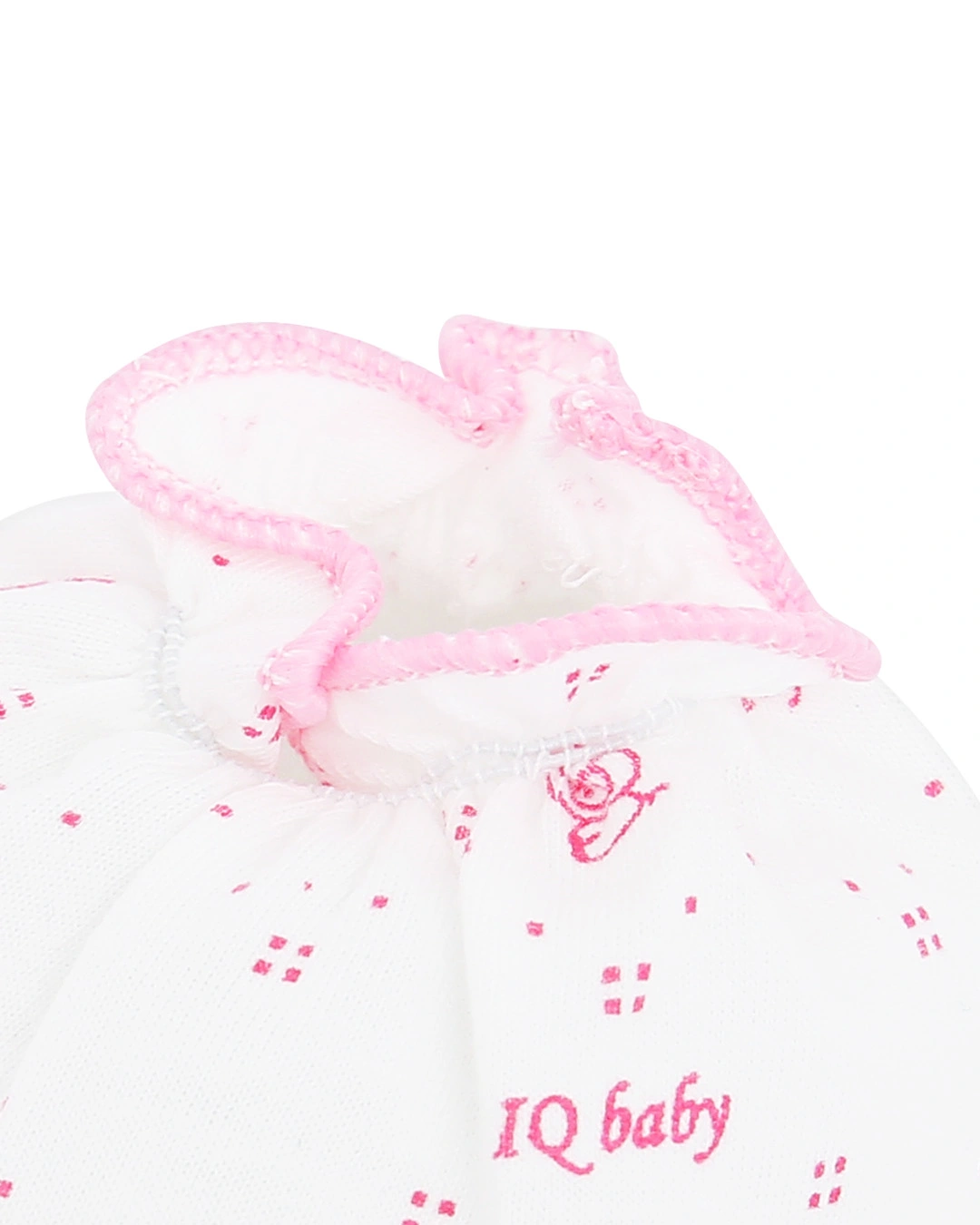 Bộ bao tay, bao chân in thú, viền xanh IQ Baby màu trắng (0 - 3 tháng) 15